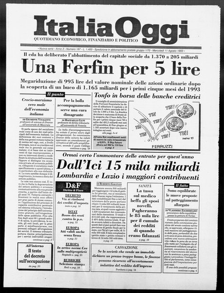 Italia oggi : quotidiano di economia finanza e politica